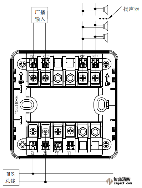 泰和安TX3214C輸出模塊接線(xiàn)圖